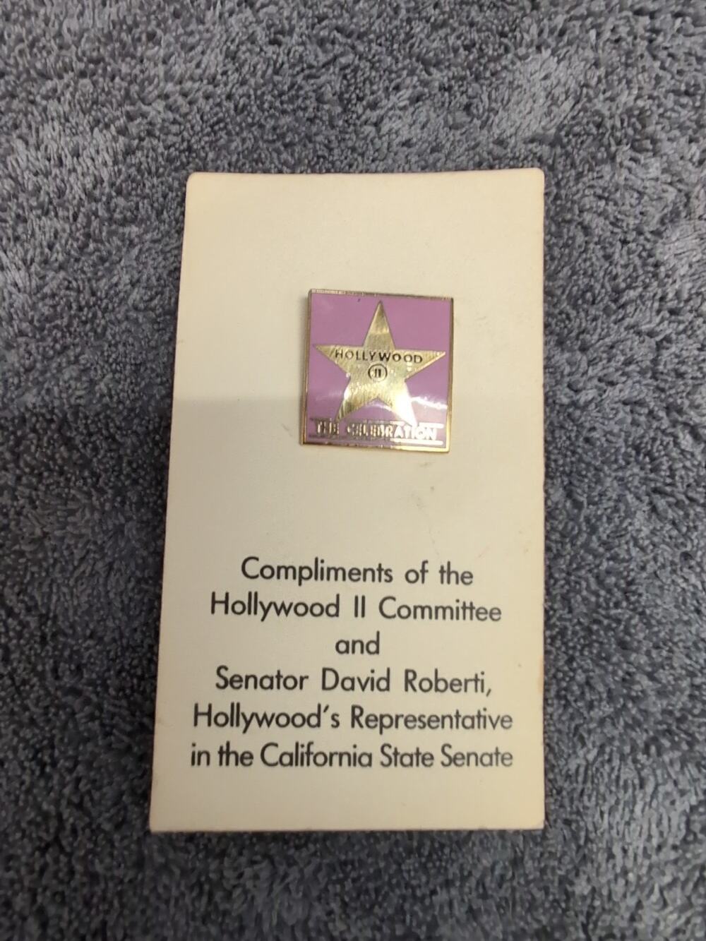 Vintage "Hollywood The Celebration" Commemorative pin badge Political CA Senate